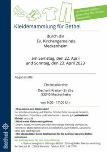 Plakat Ankündigung der Bethel-Sammlung am 22. und 23. April 2023 in der Christuskirche
